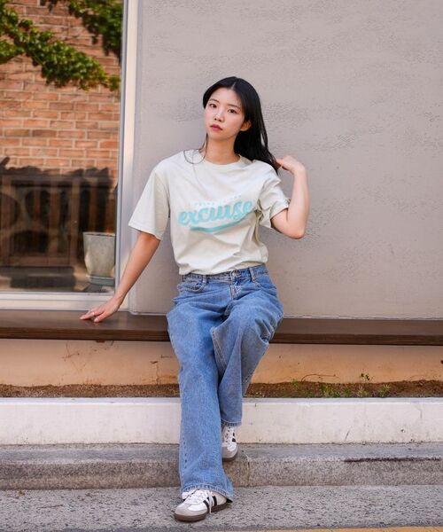 EXCURSE（エクスカース）の「ECプレミアムオーバーサイズハーフTシャツミントXブルー（Tシャツ/カットソー・レディース・その他・MEDIUM/LARGE/X-LARGE）」の4枚目の写真