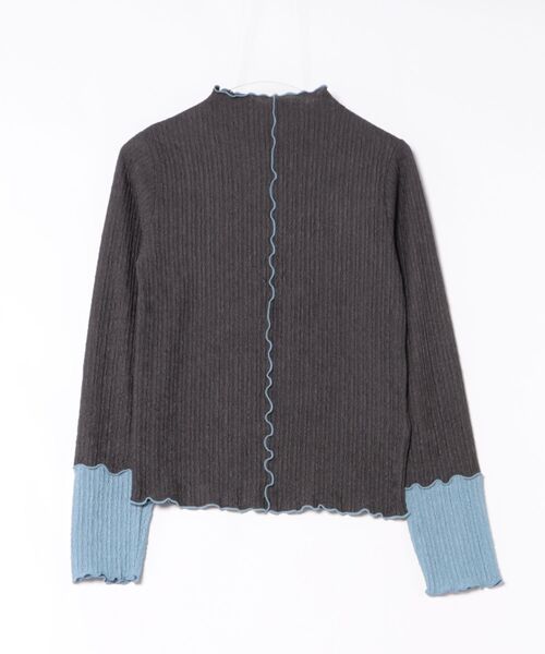 INTERPLANET（インタープラネット）の「フクレジャガード袖配色切替メロートップス（Tシャツ/カットソー・レディース・アイボリー/ブラック/チャコールグレー・FREE）」の3枚目の写真