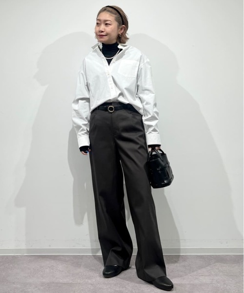 human woman（ヒューマンウーマン）の「◆【4サイズ展開/ウォッシャブル】ダブルクロスセミワイドパンツ（その他パンツ・レディース・ベージュ系その他2/グレー系その他・SMALL/MEDIUM/LARGE/X-SMALL）」の3枚目の写真