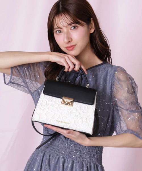 JILL by JILL STUART(ジルバイジルスチュアート)の「◇フラップレースバッグ(ハンドバッグ・レディース・ブラック/ホワイト・FREE)」の4枚目の写真