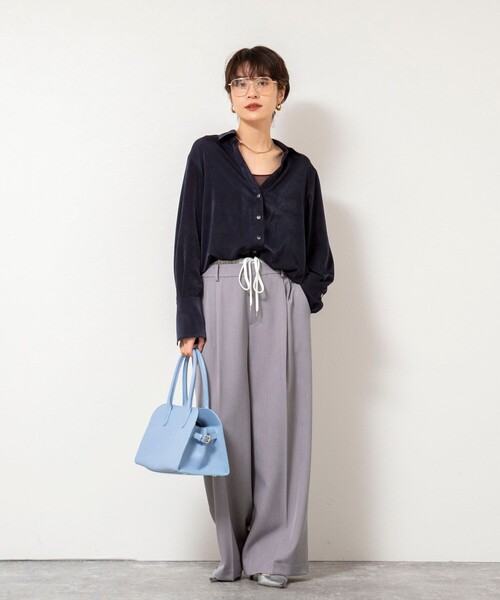 NOLLEY’S Sophi（ノーリーズソフィ）の「ウォッシャブルWウエストワイドパンツ（その他パンツ・レディース・グレー/アイボリー・38/36/34）」の15枚目の写真