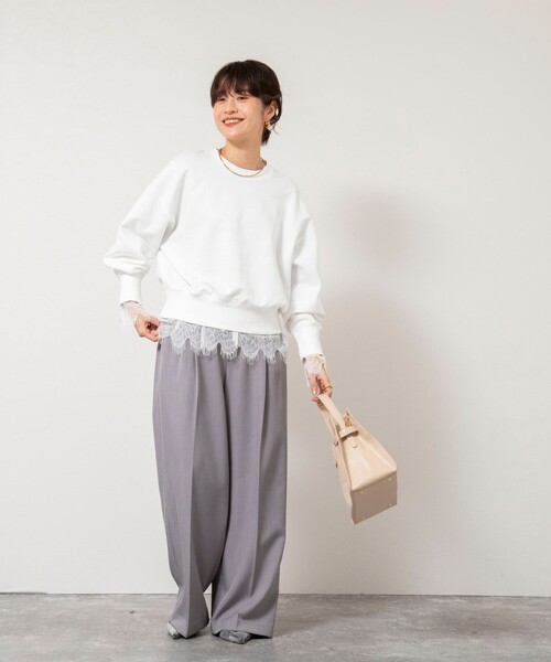 NOLLEY’S Sophi（ノーリーズソフィ）の「ウォッシャブルWウエストワイドパンツ（その他パンツ・レディース・グレー/アイボリー・38/36/34）」の22枚目の写真