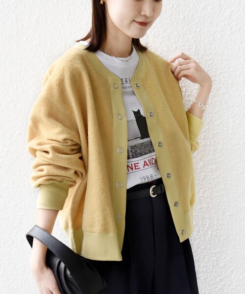 手洗い可能〉スライバー スナップ ボタン カーディガン（カーディガン