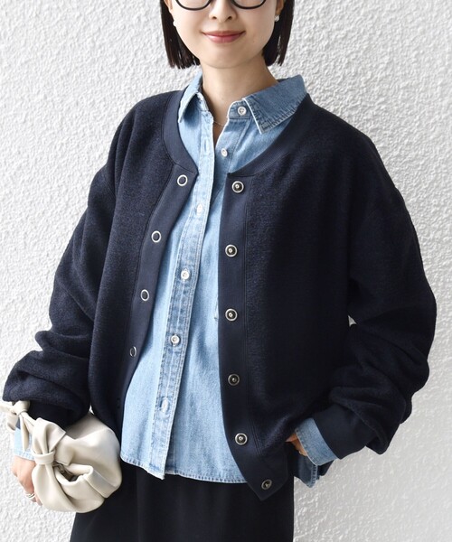 SHIPS(シップス)の「〈手洗い可能〉スライバー スナップ ボタン カーディガン(カーディガン/ボレロ・レディース・クリーム/ライトグレー/ネイビー・ONE SIZE)」の20枚目の写真