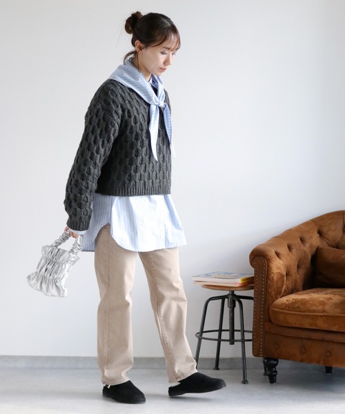 cepo（セポ）の「〈5色展開〉ストレッチクロップドデニムパンツ（デニムパンツ・レディース・ワンウォッシュ/オフホワイト/ブルー系3/ブラウン/ブルー系2・L/M/S）」の10枚目の写真