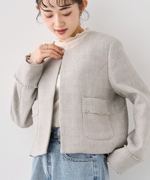 mil（ミル）の「ミックスツイード ノーカラージャケット 【セレモニー/オケージョン】【585142】（ノーカラージャケット）」