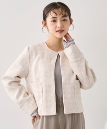 mil（ミル）の「ミックスツイード ノーカラージャケット 【セレモニー/オケージョン】【585142】（ノーカラージャケット）」