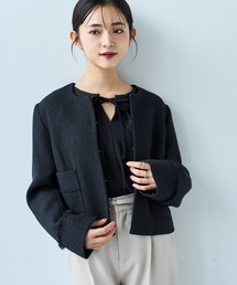 mil（ミル）の「ミックスツイード ノーカラージャケット 【セレモニー/オケージョン】【585142】（ノーカラージャケット）」