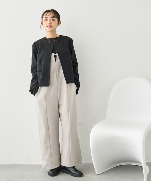 ミックスツイード ノーカラージャケット 【セレモニー/オケージョン