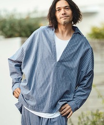 CAMBIO（カンビオ）の「ms6360- コットンリネンストライプディープスキッパーシャツ(CMB-R0206)（シャツ/ブラウス）」