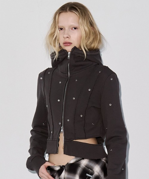 JOSE MOON(ジョゼムーン)の「FORM HOODIE/フォームフーディー(パーカー・レディース・ベージュ/グレー/チャコールグレー・FREE)」の2枚目の写真