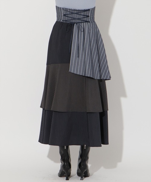 AND COUTURE（アンドクチュール）の「ストライプパッチワークスカート（スカート・レディース・ブラック系その他/ブルー系その他・MEDIUM/SMALL）」の14枚目の写真