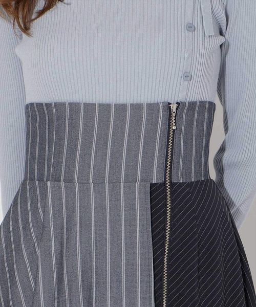 AND COUTURE（アンドクチュール）の「ストライプパッチワークスカート（スカート・レディース・ブラック系その他/ブルー系その他・MEDIUM/SMALL）」の3枚目の写真