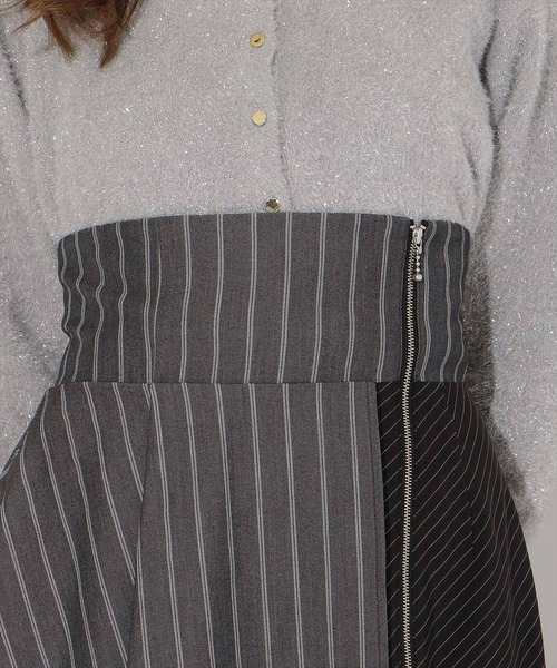 AND COUTURE（アンドクチュール）の「ストライプパッチワークスカート（スカート・レディース・ブラック系その他/ブルー系その他・MEDIUM/SMALL）」の9枚目の写真