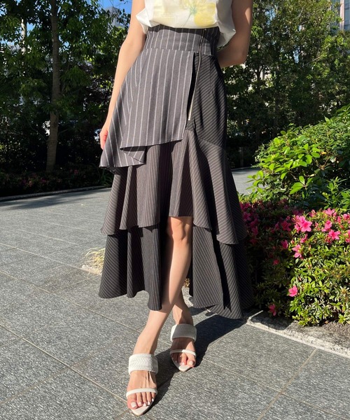 AND COUTURE(アンドクチュール)の「ストライプパッチワークスカート(スカート・レディース・ブラック系その他/ブルー系その他・MEDIUM/SMALL)」の16枚目の写真