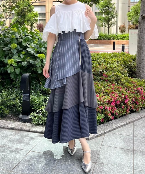 AND COUTURE(アンドクチュール)の「ストライプパッチワークスカート(スカート・レディース・ブラック系その他/ブルー系その他・MEDIUM/SMALL)」の21枚目の写真