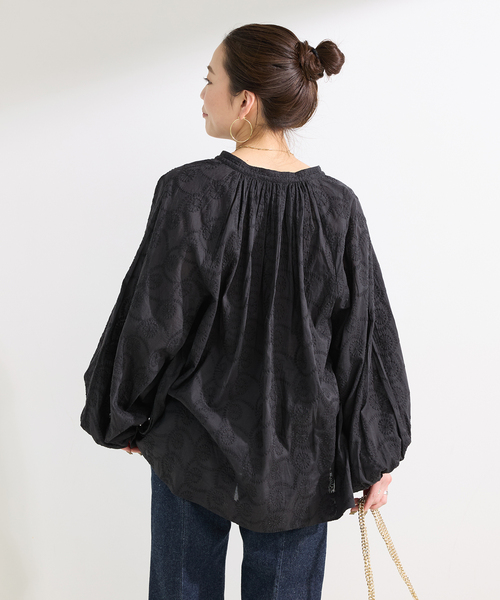 B.C STOCK(ベーセーストック)の「ウォッシャブル / 刺繍スキッパーブラウス(シャツ/ブラウス・レディース・ホワイト/イエロー/ブラック・FREE)」の9枚目の写真
