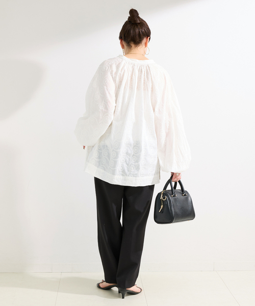 B.C STOCK(ベーセーストック)の「ウォッシャブル / 刺繍スキッパーブラウス(シャツ/ブラウス・レディース・ホワイト/イエロー/ブラック・FREE)」の12枚目の写真