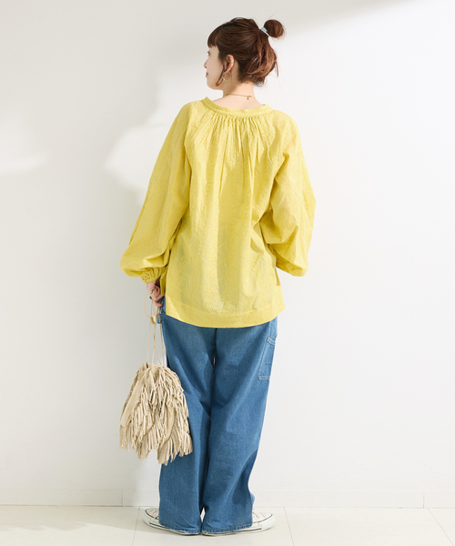 B.C STOCK(ベーセーストック)の「ウォッシャブル / 刺繍スキッパーブラウス(シャツ/ブラウス・レディース・ホワイト/イエロー/ブラック・FREE)」の18枚目の写真