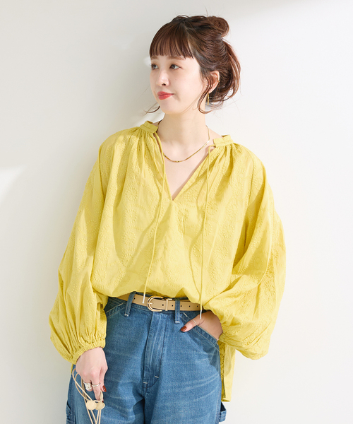 B.C STOCK(ベーセーストック)の「ウォッシャブル / 刺繍スキッパーブラウス(シャツ/ブラウス・レディース・ホワイト/イエロー/ブラック・FREE)」の19枚目の写真
