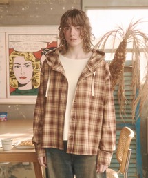 Zooodle | Checkered hoodie shirt - チェックフーディーシャツ -(シャツ/ブラウス)