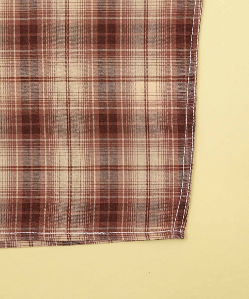 Zooodle（ズードル）の「Checkered hoodie shirt - チェックフーディーシャツ -（シャツ/ブラウス・メンズ・ベージュ/ブルー・MEDIUM/LARGE）」の9枚目の写真