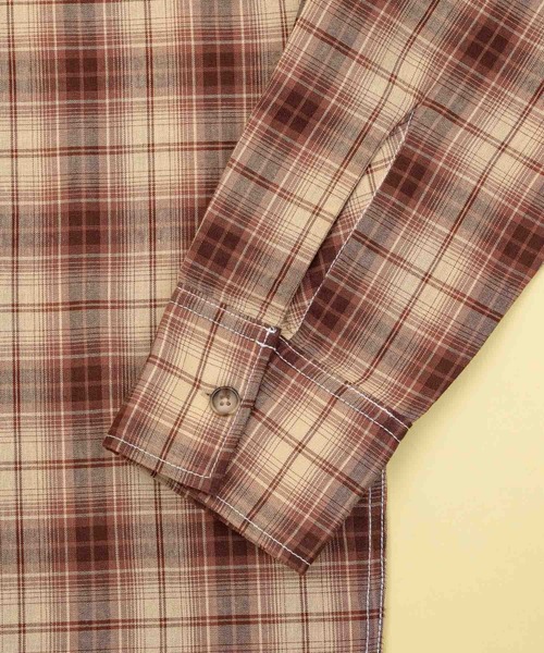 Zooodle（ズードル）の「Checkered hoodie shirt - チェックフーディーシャツ -（シャツ/ブラウス・メンズ・ベージュ/ブルー・MEDIUM/LARGE）」の10枚目の写真