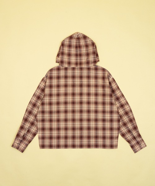 Zooodle（ズードル）の「Checkered hoodie shirt - チェックフーディーシャツ -（シャツ/ブラウス・メンズ・ベージュ/ブルー・MEDIUM/LARGE）」の4枚目の写真