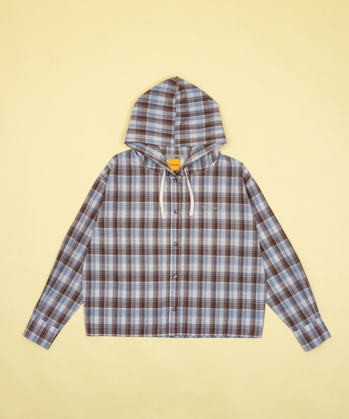 Zooodle（ズードル）の「Checkered hoodie shirt - チェックフーディーシャツ -（シャツ/ブラウス・メンズ・ベージュ/ブルー・MEDIUM/LARGE）」の11枚目の写真