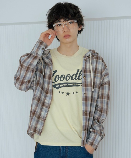 Checkered hoodie shirt - チェックシャツフーディー -（シャツ
