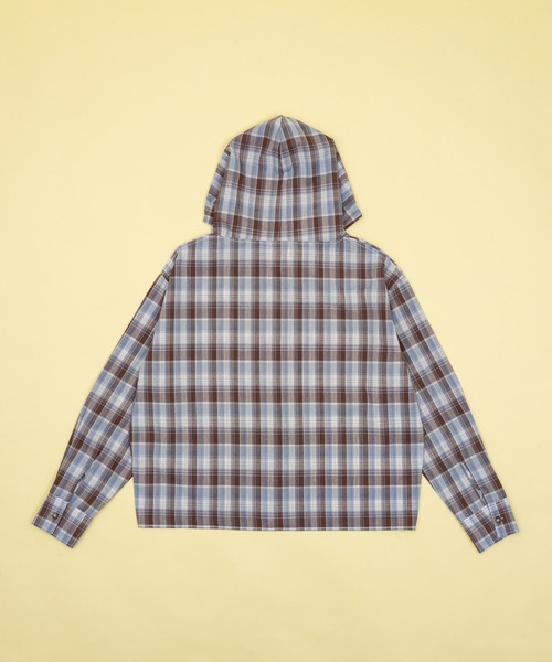 Zooodle（ズードル）の「Checkered hoodie shirt - チェックフーディーシャツ -（シャツ/ブラウス・メンズ・ベージュ/ブルー・MEDIUM/LARGE）」の12枚目の写真
