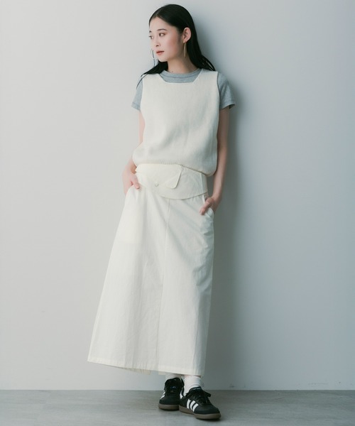 SERENO(セレーノ)の「2WAYサッシュベルトスカート(スカート・レディース・ライトグレー/オフホワイト/ブラック・M/S/L)」の14枚目の写真