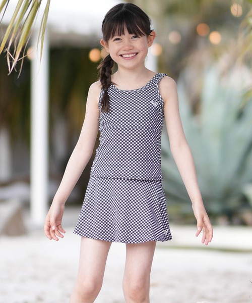 ROXY（ロキシー）の「ROXY/ロキシー 水着 ビキニ タンキニ チェック柄 TSW261100（水着・キッズ・ブルーグリーン/ブラック・150cm/140cm/130cm）」の3枚目の写真