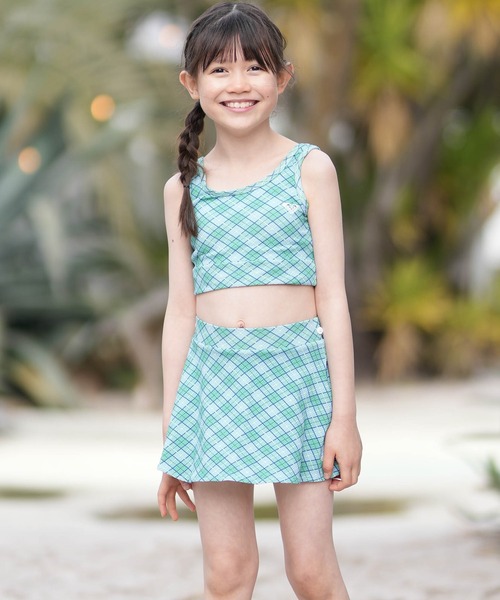 ROXY（ロキシー）の「ROXY/ロキシー 水着 ビキニ タンキニ チェック柄 TSW261100（水着・キッズ・ブルーグリーン/ブラック・150cm/140cm/130cm）」の9枚目の写真