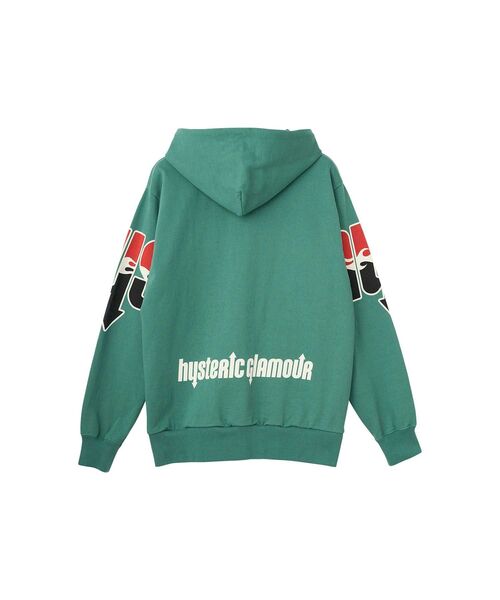 HYSTERIC GLAMOUR（ヒステリックグラマー）の「HYS FLARE LOGO パーカー（パーカー・メンズ・グリーン/ブラック/トップグレー・MEDIUM/SMALL/X-LARGE/LARGE）」の6枚目の写真