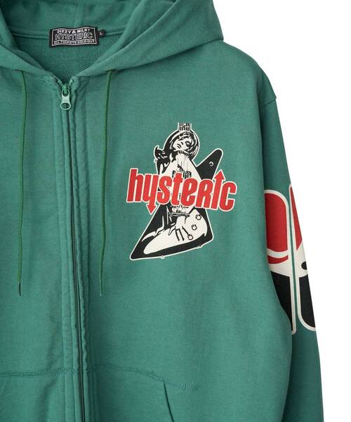 HYSTERIC GLAMOUR（ヒステリックグラマー）の「HYS FLARE LOGO パーカー（パーカー・メンズ・グリーン/ブラック/トップグレー・MEDIUM/SMALL/X-LARGE/LARGE）」の4枚目の写真