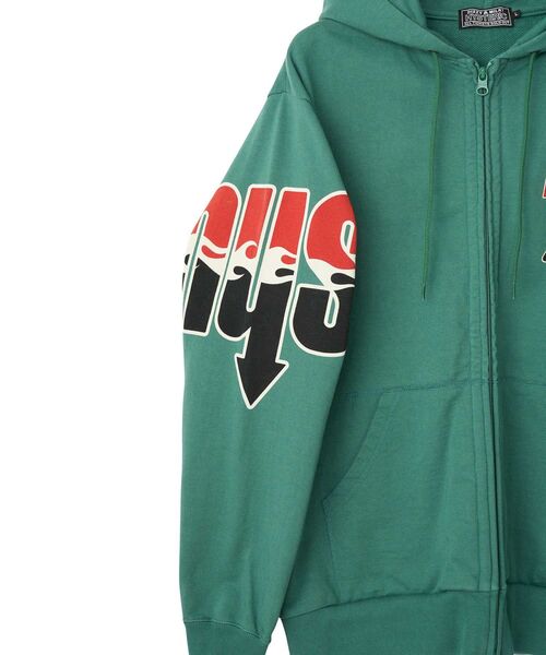 HYSTERIC GLAMOUR（ヒステリックグラマー）の「HYS FLARE LOGO パーカー（パーカー・メンズ・グリーン/ブラック/トップグレー・MEDIUM/SMALL/X-LARGE/LARGE）」の5枚目の写真