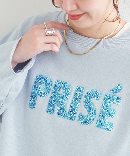 B.C STOCK（ベーセーストック）の「《追加》ラメサガラ刺繍ロングスリーブ（スウェット・レディース・ライトグレー/ホワイト/チャコールグレー/サックスブルー/ピンク・FREE）」の4枚目の写真