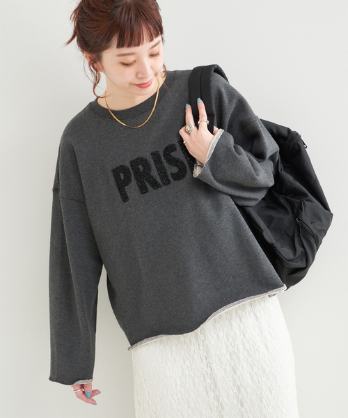 B.C STOCK（ベーセーストック）の「《追加》ラメサガラ刺繍ロングスリーブ（スウェット・レディース・ライトグレー/ホワイト/チャコールグレー/サックスブルー/ピンク・FREE）」の2枚目の写真