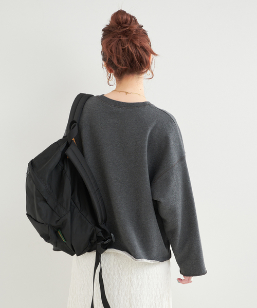 B.C STOCK（ベーセーストック）の「《追加》ラメサガラ刺繍ロングスリーブ（スウェット・レディース・ライトグレー/ホワイト/チャコールグレー/サックスブルー/ピンク・FREE）」の19枚目の写真