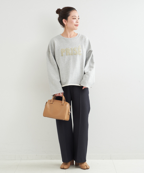 B.C STOCK（ベーセーストック）の「《追加》ラメサガラ刺繍ロングスリーブ（スウェット・レディース・ライトグレー/ホワイト/チャコールグレー/サックスブルー/ピンク・FREE）」の18枚目の写真