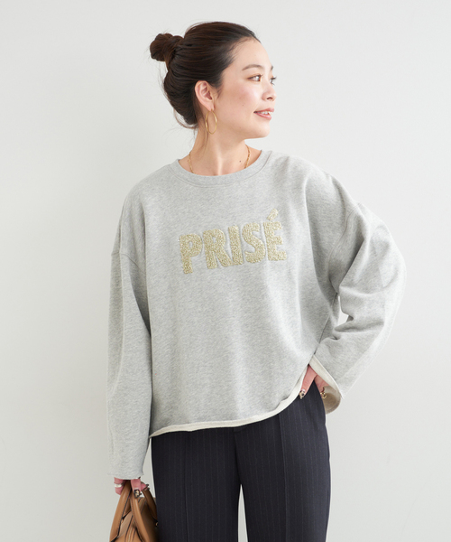 B.C STOCK（ベーセーストック）の「《追加》ラメサガラ刺繍ロングスリーブ（スウェット・レディース・ライトグレー/ホワイト/チャコールグレー/サックスブルー/ピンク・FREE）」の15枚目の写真