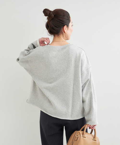 B.C STOCK（ベーセーストック）の「《追加》ラメサガラ刺繍ロングスリーブ（スウェット・レディース・ライトグレー/ホワイト/チャコールグレー/サックスブルー/ピンク・FREE）」の13枚目の写真