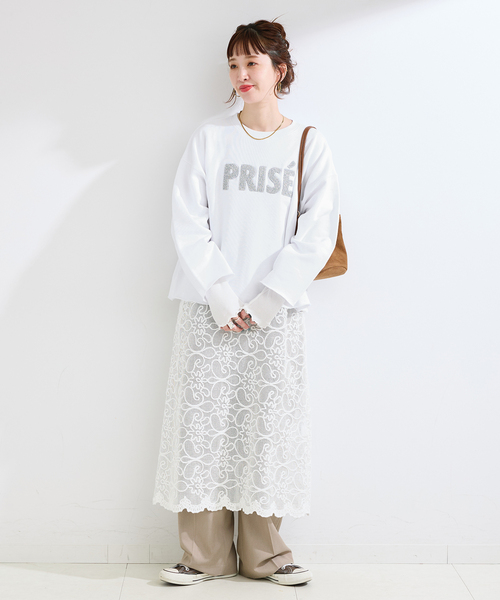 B.C STOCK（ベーセーストック）の「《追加》ラメサガラ刺繍ロングスリーブ（スウェット・レディース・ライトグレー/ホワイト/チャコールグレー/サックスブルー/ピンク・FREE）」の12枚目の写真