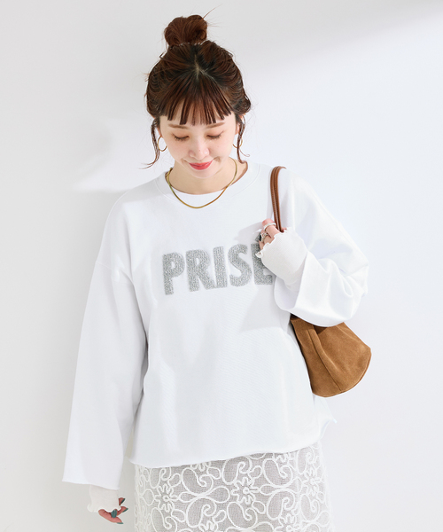 B.C STOCK（ベーセーストック）の「《追加》ラメサガラ刺繍ロングスリーブ（スウェット・レディース・ライトグレー/ホワイト/チャコールグレー/サックスブルー/ピンク・FREE）」の9枚目の写真