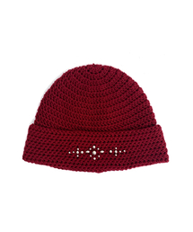 RAD FICTION（ラッドフィックション）の「TEO HANDMADE WESTERN ORNAMENT SHORT BEANIE / BURGUNDY（ニットキャップ/ビーニー）」