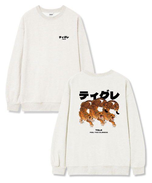 TI.GLAKE(ティーグレイク)の「スリタイガー オーバーサイズ 裏毛 スウェット Tシャツ クレーム(スウェット・レディース・その他・L/XL/XXL)」の1枚目の写真