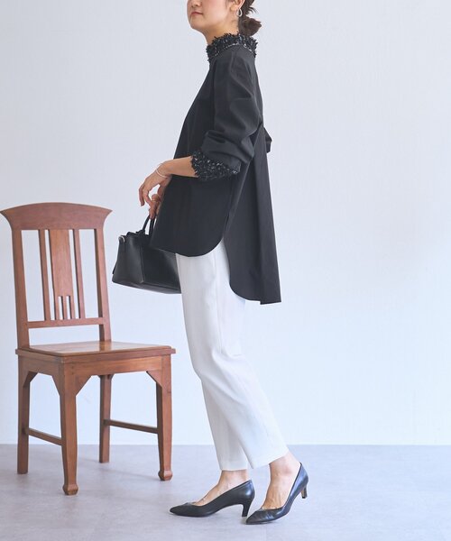 LIVETART（リヴェタート）の「《LIVETART》ツイードニットコンビシャツ（シャツ/ブラウス・レディース・ホワイト/ブラック・FREE）」の18枚目の写真