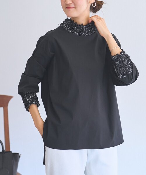 LIVETART（リヴェタート）の「《LIVETART》ツイードニットコンビシャツ（シャツ/ブラウス・レディース・ホワイト/ブラック・FREE）」の16枚目の写真