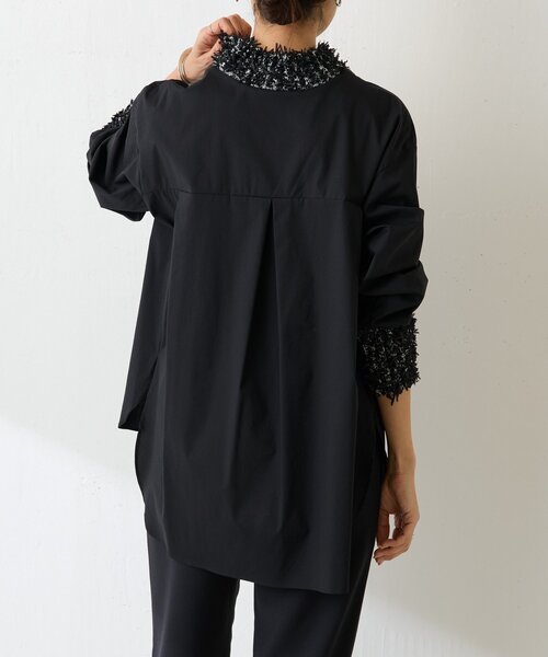 LIVETART（リヴェタート）の「《LIVETART》ツイードニットコンビシャツ（シャツ/ブラウス・レディース・ホワイト/ブラック・FREE）」の8枚目の写真